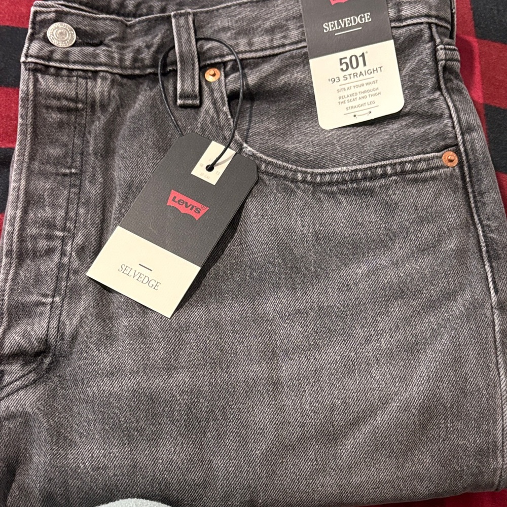 Levi's Men's Black Selvedge 501 Straight Jeans